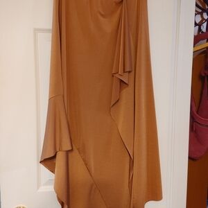 Zara Gold Maxi A-Line Skirt Asymmetrical Wrap for Cocktail
